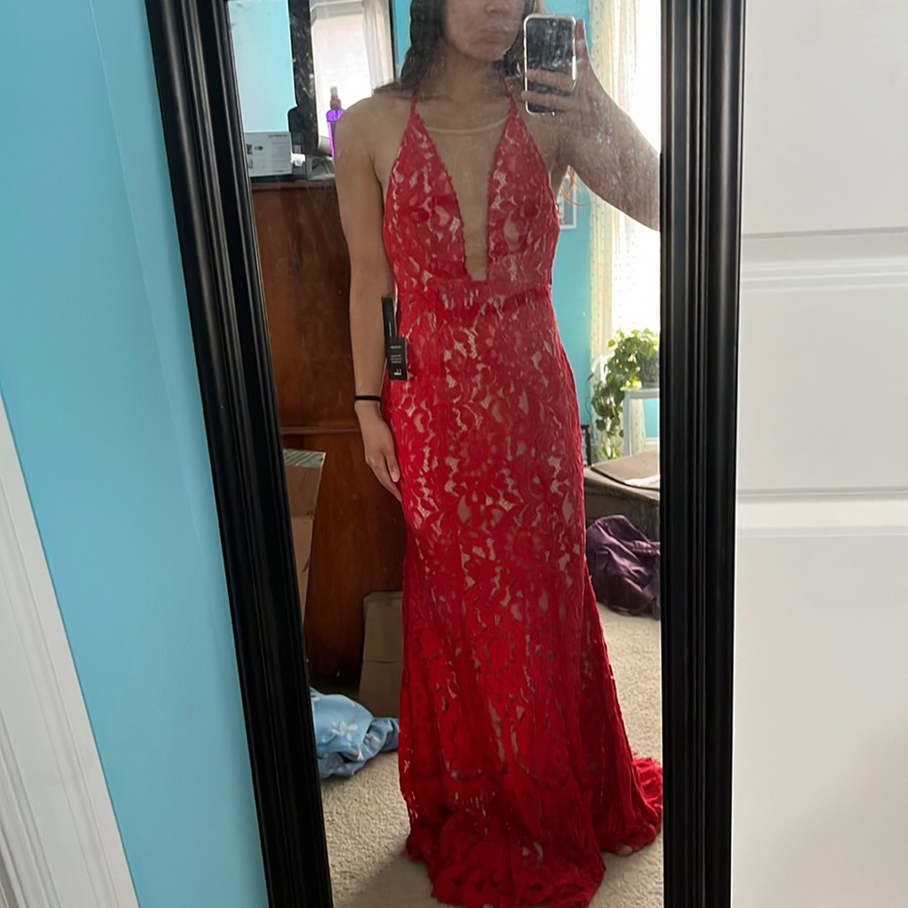 Brand new red lace formal dress